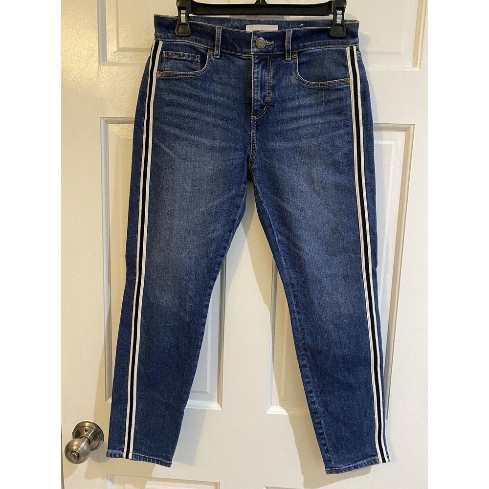 LOFT Womens Mid Rise Side Stripe Modern Skinny Jeans 2 P Mid Rise Denim Stretch